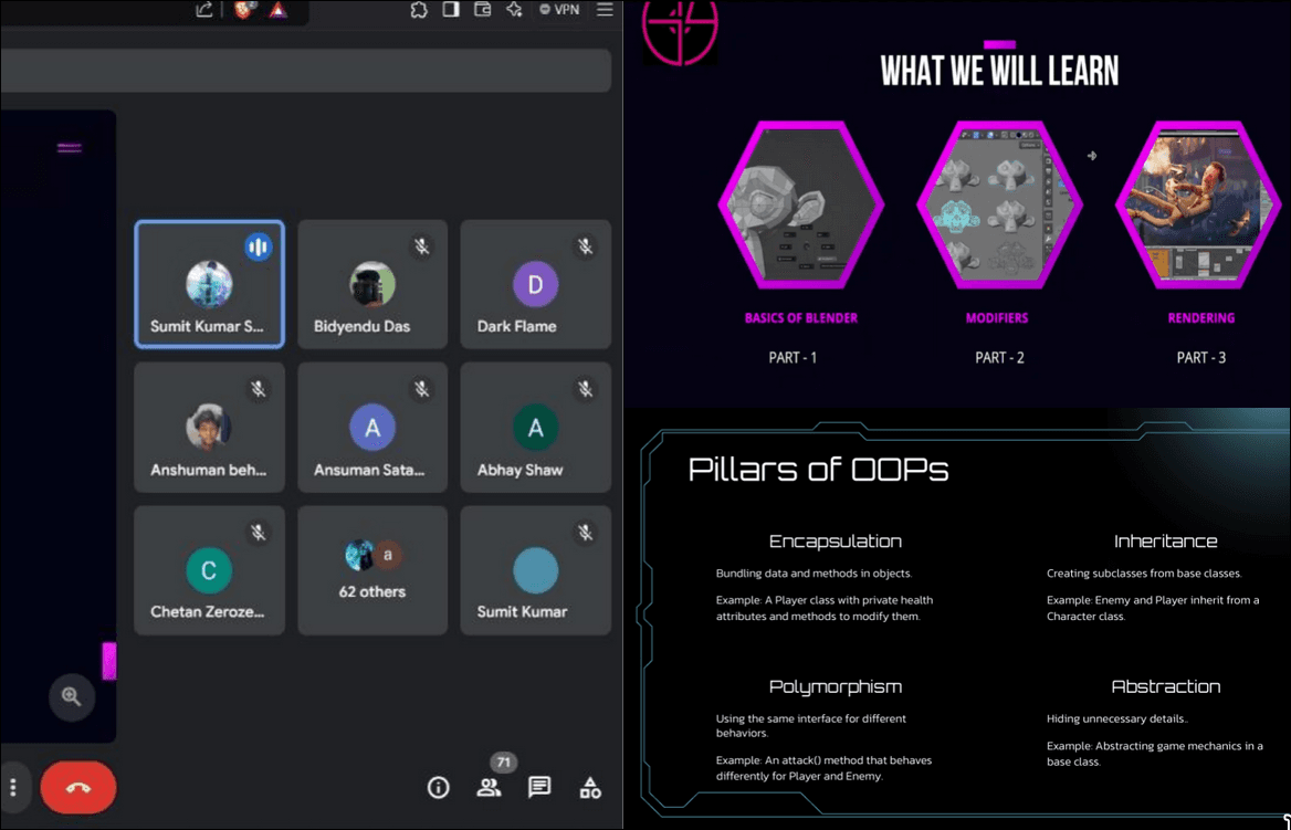 Conducted a six-day hands-on induction workshop for 70+ participants, covering Unity development and Blender 3D art, fostering creativity, collaboration, and technical growth.